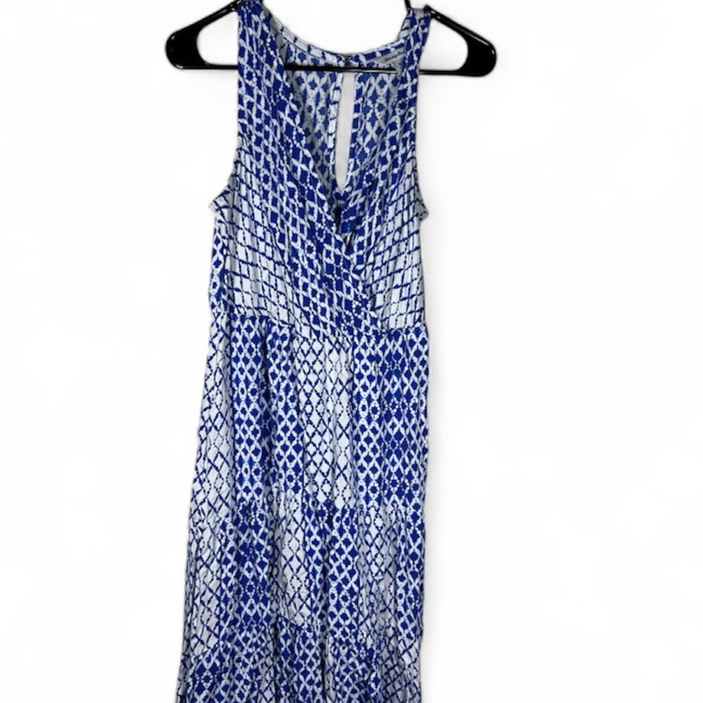 Tommy Bahama Blue and White Diamond Sea Midi Dress Size M
